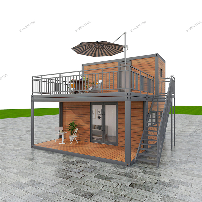 2022 E-Housing Company, personalitzat de gamma alta professional de luxe, efecte de gra de fusta, casa prefabricada de contenidors viu amb ignífug 03