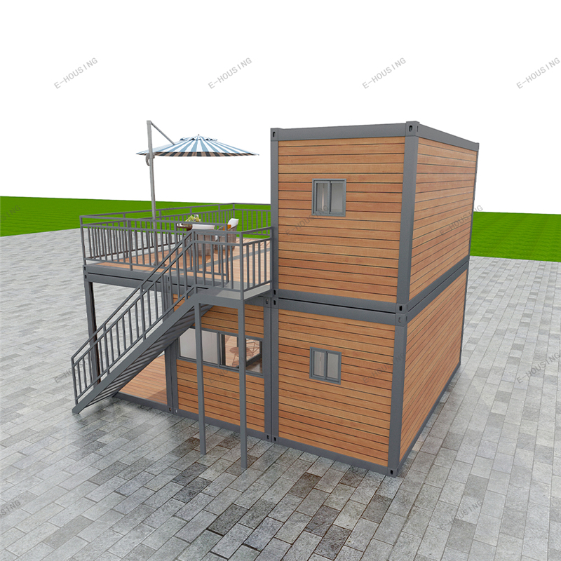 2022 E-Housing Company Disesuaikan High-end Profesional Mewah Efek Butir Kayu Prefabricated Living Container House Kanthi Fireproof 04