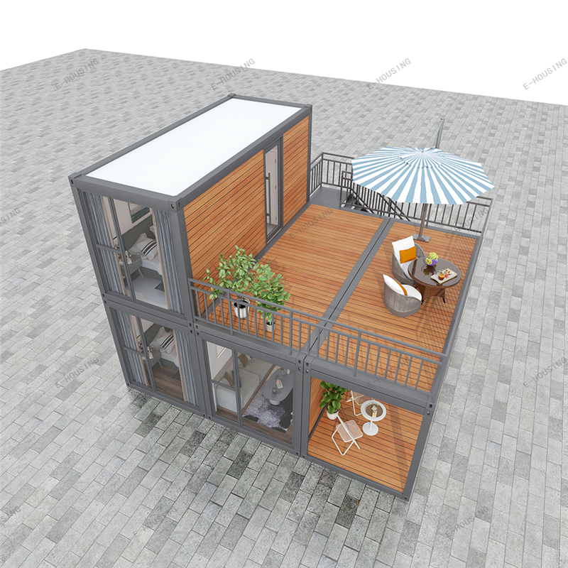 2022 Perusahaan E-Housing Disesuaikan High-end Profesional Mewah Efek Butir Kayu Prefabrikasi Living Container House Kanthi Fireproof 05